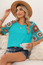 Load image into Gallery viewer, Floral Crochet Sleeve Boho T Shirt