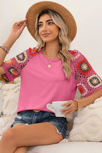 Load image into Gallery viewer, Floral Crochet Sleeve Boho T Shirt