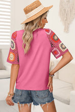 Load image into Gallery viewer, Floral Crochet Sleeve Boho T Shirt