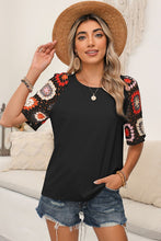 Load image into Gallery viewer, Floral Crochet Sleeve Boho T Shirt