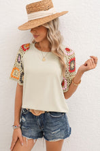 Load image into Gallery viewer, Floral Crochet Sleeve Boho T Shirt