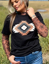 Load image into Gallery viewer, Black Burn Kreek Tee With Aztec Design