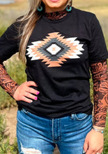 Load image into Gallery viewer, Black Burn Kreek Tee With Aztec Design