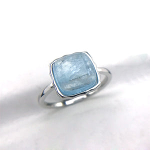 CSJ Natural Aquamarine Rings 925 Silver Sterling Malachite Charoite Blue-veins Stone 10mm for Women Birthday Party Jewelry Gift